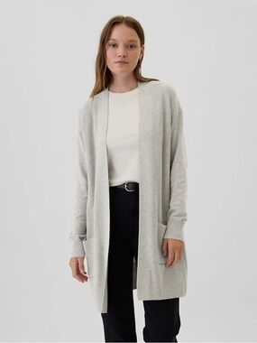 Light Greige (Tan/Light Grey) A New Day Open-Front Long Cardigan Sweater